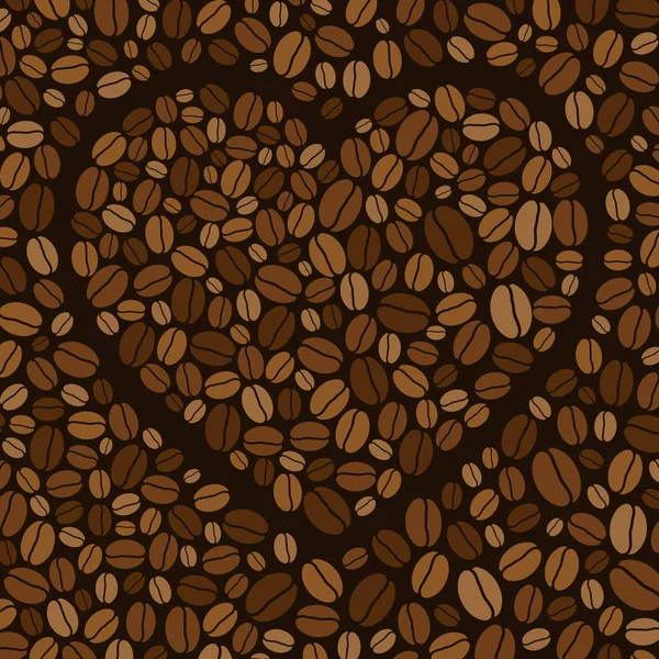 Corazón hecho de granos de café de colores — Vector de stock