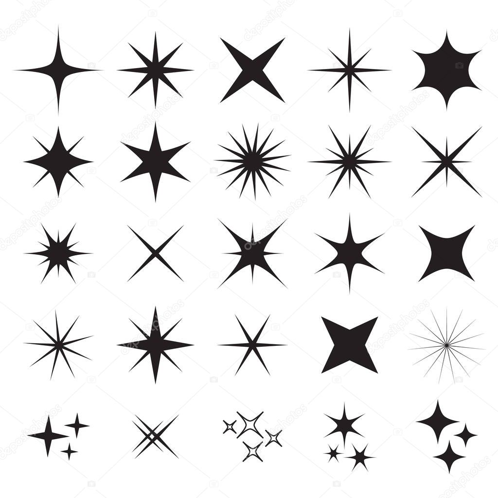 vector set of sparkle signs on white background