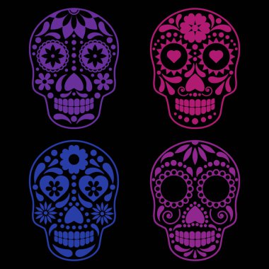 Calavera için Meksika şeker kafataslarının vektör koleksiyonu