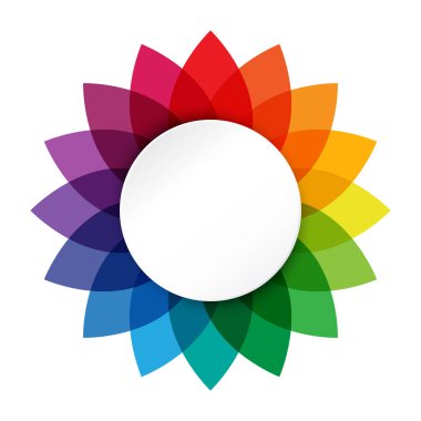 Beyaz arkaplanda gökkuşağı çiçek logosu çizimi