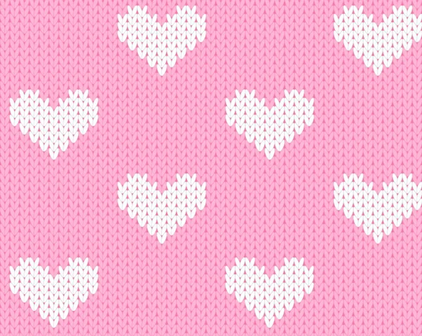 Vector Knitting Seamless Background Little Hearts — Stock Vector