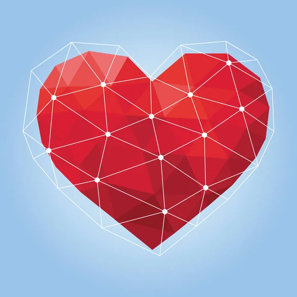 红色几何多边形心脏的矢量图解 — 图库矢量图片