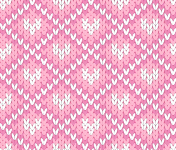 Vector Knitting Seamless Background Little Hearts — Stock Vector