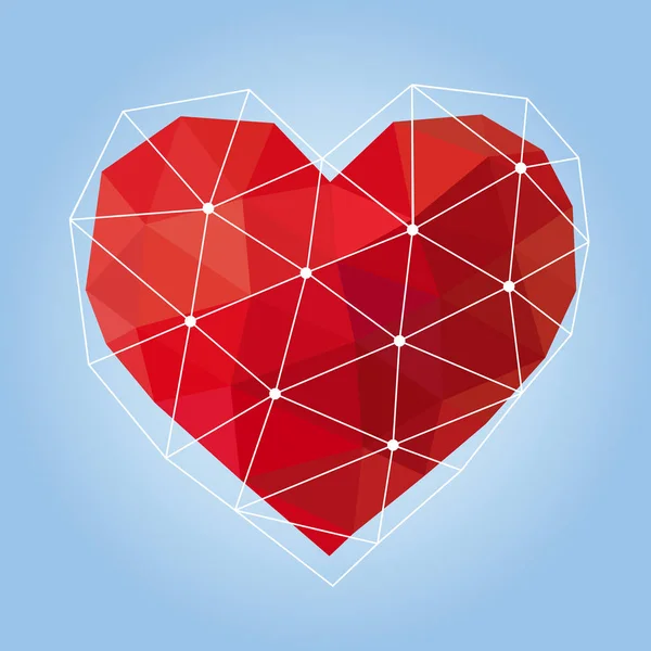 红色几何多边形心脏的矢量图解 — 图库矢量图片