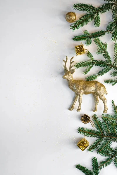 Ano Novo Quadro Natal Feito Decorações Natal Bolas Contas Ouro — Fotografia de Stock