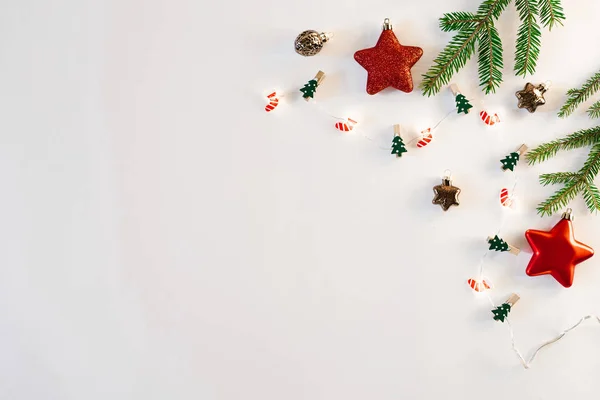 Año Nuevo Tarjeta Navidad Con Espacio Para Copias Las Ramas — Foto de Stock