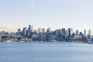 Seattle, Usa. Ekim 2019. Şehir merkezi manzarası ve sel