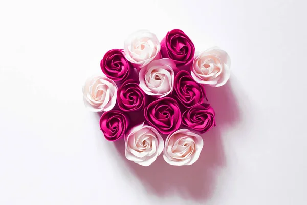 Rosebuds white and pink crimson. Greeting creative greeting card — Stock Photo, Image