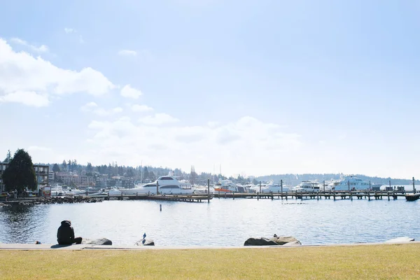 Kirkland, Washington, Usa. Şubat 2020. Gölün kıyısı.