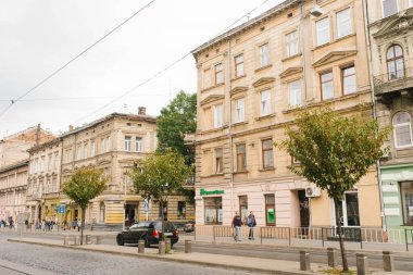 Lviv, Ukrayna. Ekim 2019. Eski şehrin sokakları