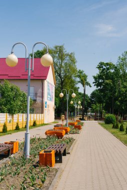 Beyaz Rusya 'dan Starye Dorogi. Haziran 2019. Şehir sokağı