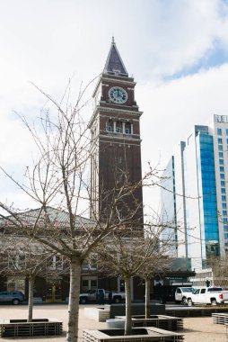 Seattle, Washington, ABD. Mart 2020. Merkez tren istasyonu ve gökdelenler