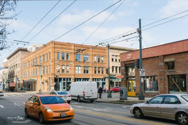 Seattle, Washington, ABD. Mart 2020. Uluslararası Bölge 'de trafik