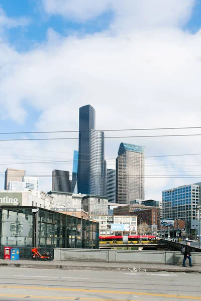 Seattle Waszyngton Usa Marzec 2020 Śródmieście Jego Wieżowce Mieście — Zdjęcie stockowe