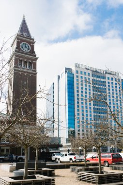 Seattle, Washington, ABD. Mart 2020. Merkez tren istasyonu ve gökdelenler