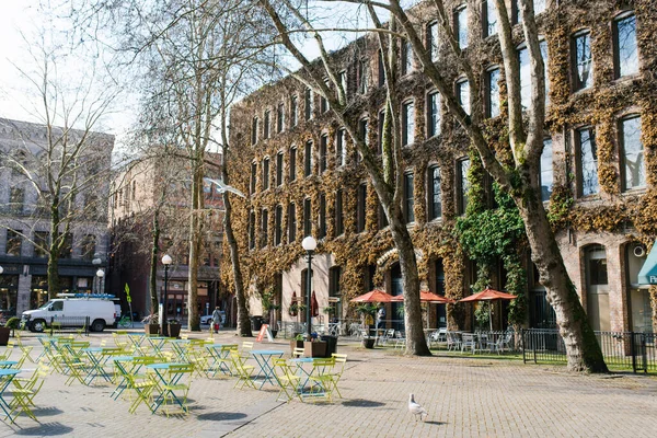 Seattle, Washington, ABD. Mart 2020. Baharın başında Pioneer Meydanı