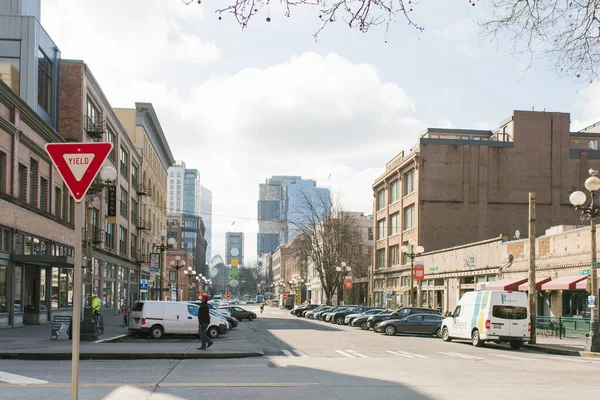 Seattle Washington Abd Mart 2020 Şehrin Spring Caddesi Pioneer Meydanı — Stok fotoğraf