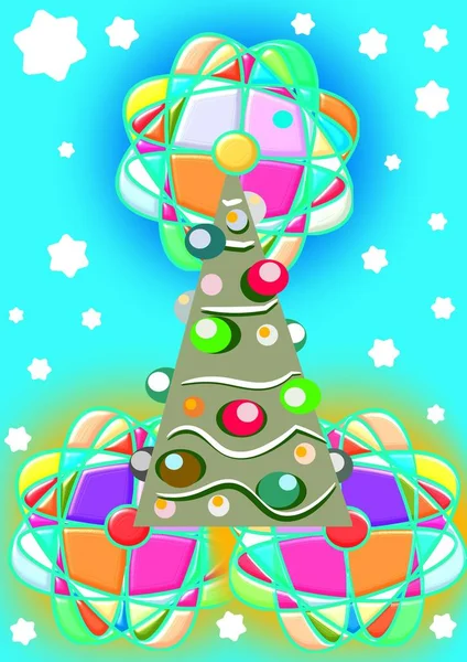 Grande e bela árvore de Natal decorada — Fotografia de Stock