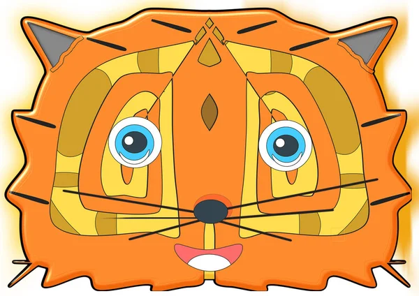 Симпатична Оранжева Голова Тигра Білому Тлі — стокове фото