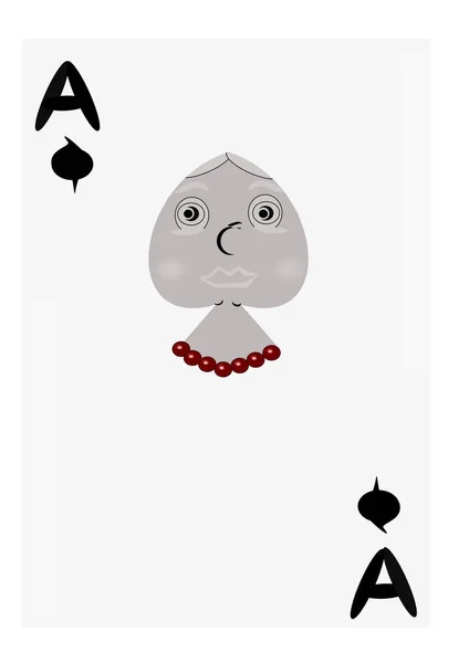 Cards from the poker deck that represents the ace of spades as a whole lady