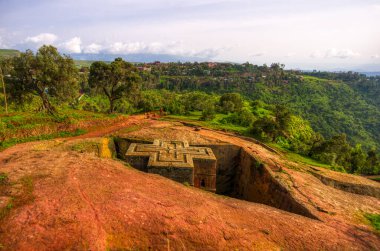 Etiyopya 'daki Lalibela kiliselerinin dış görünüşü