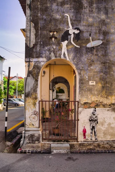 George Town, Penang, Malezya - 20 Nisan: Georgetown, Penang, Malezya 'da ünlü sokak resimleri