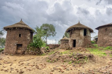 Ortaçağ, antik, eski, tarihi, kule, taş, geleneksel, seyahat, manzara, kültür, Etiyopya, mimari, tarihi, turizm, kırsal, basit, ev, simge, köy, çim, bina, kaya, eş