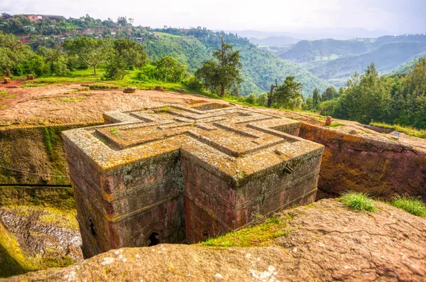 Etiyopya 'daki Lalibela kiliselerinin dış görünüşü