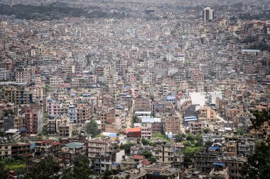 Nepal, Katmandu şehrinin panoramik maymunların tapınağından, Swayambhunath. Binlerce bina.