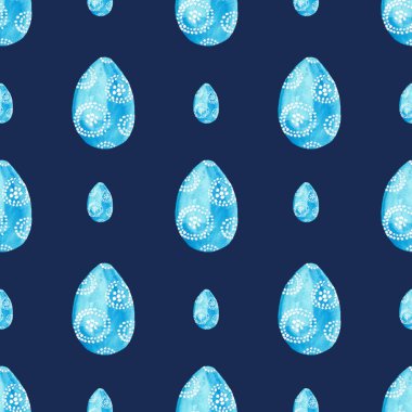 Mavi suluboya el yapımı paskalya yumurtası ile kusursuz desen..