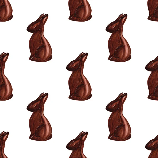 Paskalya Çikolatalı Tavşanlı Suluboya Desenli Paskalya Geçmişi Paket Kağıdı Web — Stok fotoğraf