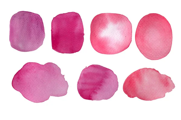 Conjunto de acuarelas dibujadas a mano de color rosa y rojo claro . — Foto de Stock
