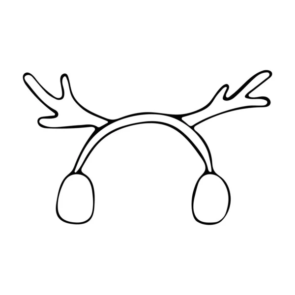 Jelenie rogi obręcz Boże Narodzenie w stylu doodle — Wektor stockowy