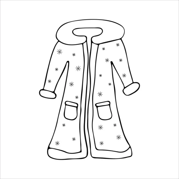 Ropa de Papá Noel, abrigos de piel estilo garabato — Vector de stock