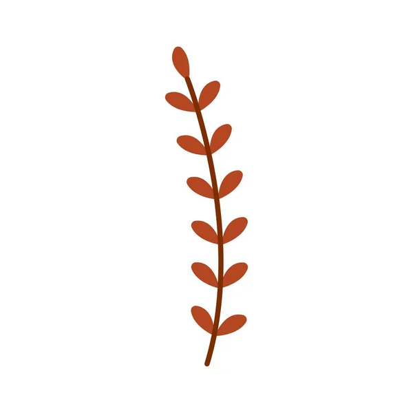 茶色の葉を持つ秋の小枝シンプルなイラスト — ストックベクタ