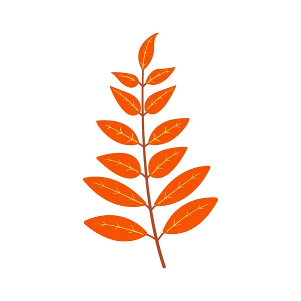 オレンジの葉を持つ秋の小枝シンプルなイラスト — ストックベクタ