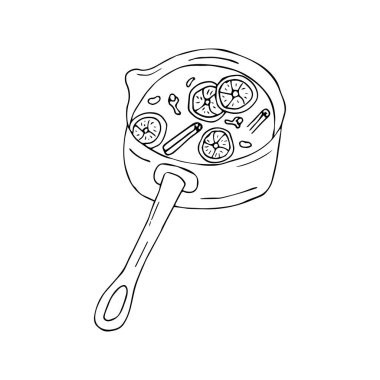 Doodle stili sıcak şarap illüstrasyonu