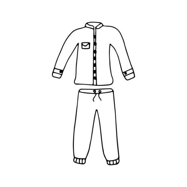 Pigiama Camicia Pantaloni Vestiti Comodi Dormire Uscire Stile Doodle Vettoriale — Vettoriale Stock