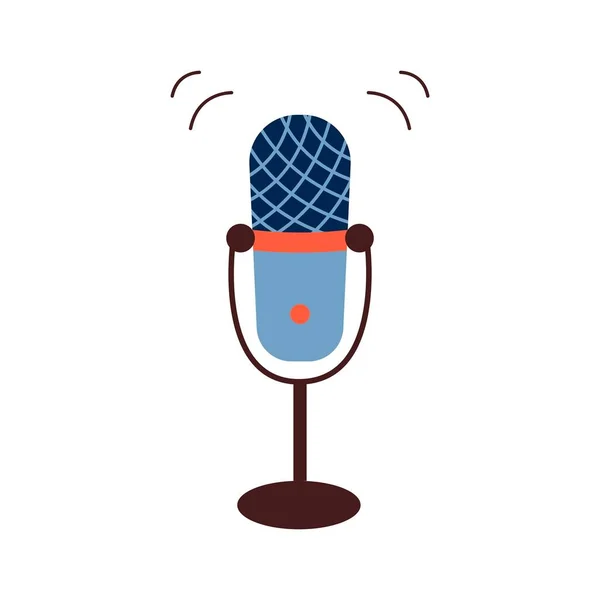 Microfoonbord Luister Naar Radio Podcast Media Hosting Vector Illustratie — Stockvector