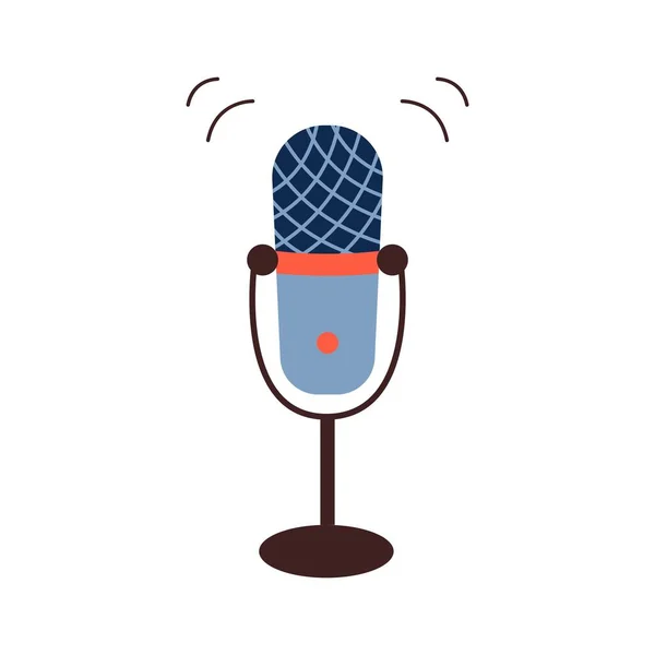 Mikrofon Jel Hallgatom Rádiót Podcast Média Hosting Vektor Illusztráció Stock Illusztrációk