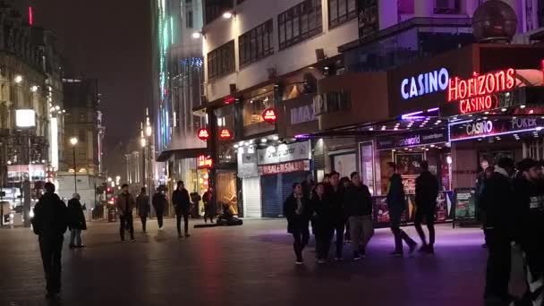London Time Lapse Leicester Square Noite — Vídeo de Stock
