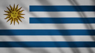 Uruguay bayrağı sallayarak bez, arka plan döngü