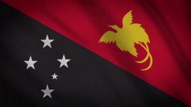 Papua Yeni Gine bayrağı sallayarak bez arka plan döngü