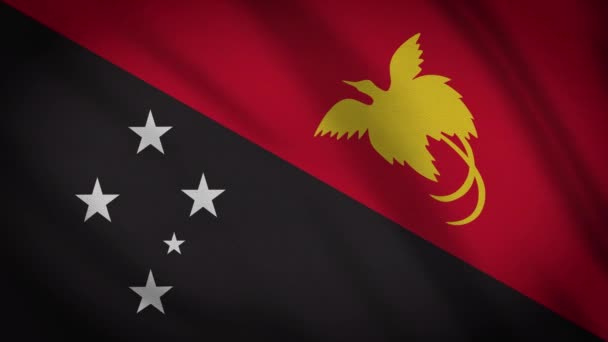 Papua Nya Guinea Flagga Vifta Trasa Bakgrund Loop — Stockvideo