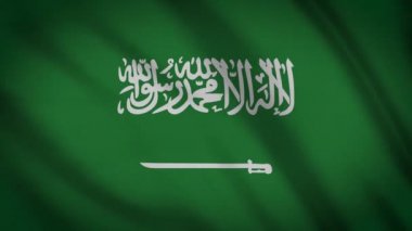 Suudi Arabistan bayrağı sallayarak animasyon. Tam ekran. Ülkenin sembolü.