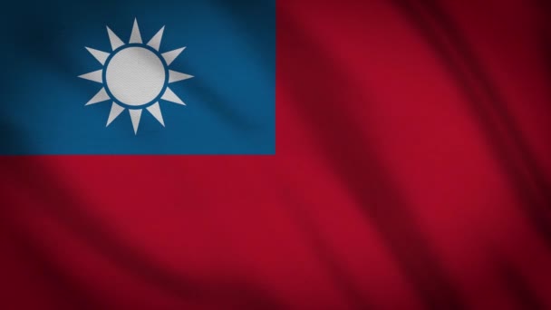 Pano Acenar Bandeira Taiwan Laço Fundo — Vídeo de Stock