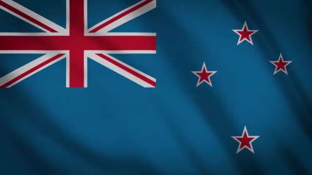 New Zealand Flag Waving Animation Schermo Intero Simbolo Del Paese — Video Stock