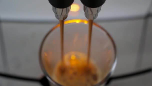 Coffee Machine Dispensing Coffee Close View — Stock Video