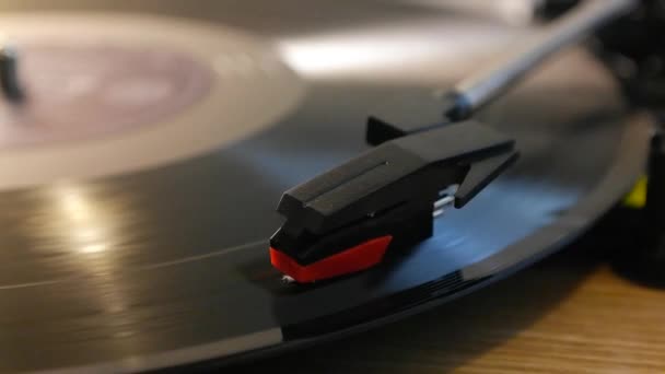 Turntable Vinyl Playing Close — Stock Video