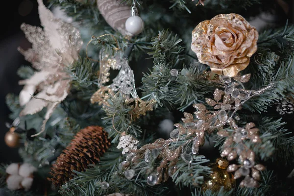 Vintage Achtergrond Met Kerstversiering Kerstboom — Stockfoto